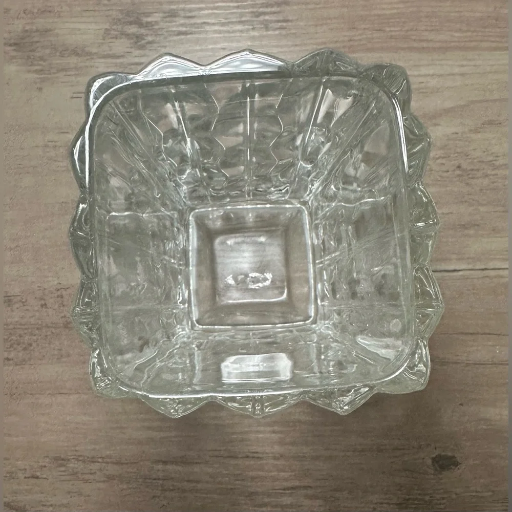 Vintage Luay Signed‎ Wave Pattern Tall Heavy Square Glass Vase.